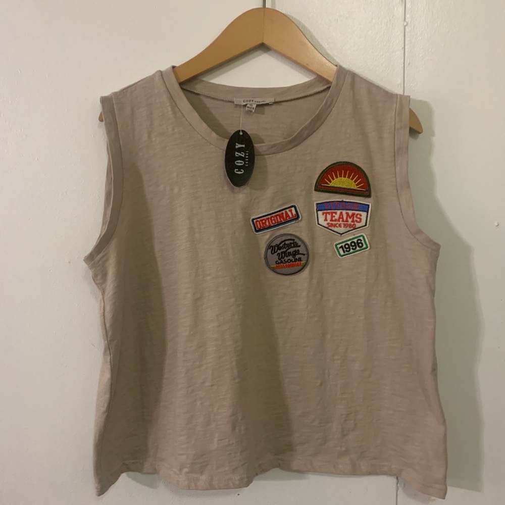 Plus/Oversized Vintage Style Patch Cropped Tank